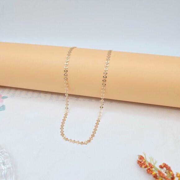 Rose Gold Plated Brass Necklace with Elegant Pattern – 17.7 Inches, XPNL0024 - Picture 3 of 12